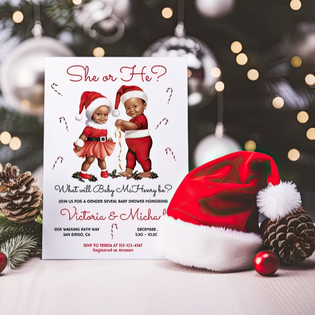 Christmas Santa Baby Gender Reveal Baby Shower  Invitation (Creator Uploaded)