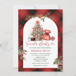Christmas Santa Baby Girl Baby Shower Invitation