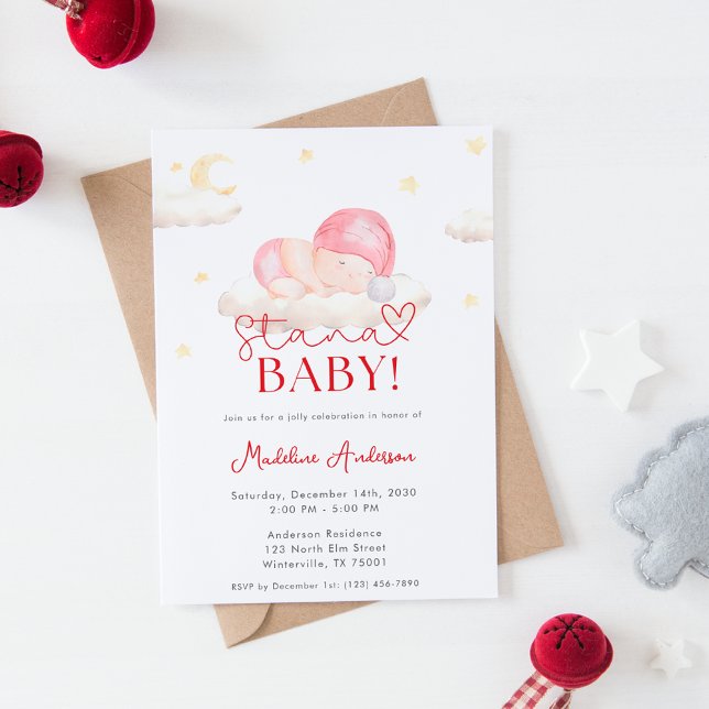 Christmas Santa Baby Girl Shower Invitation (Creator Uploaded)