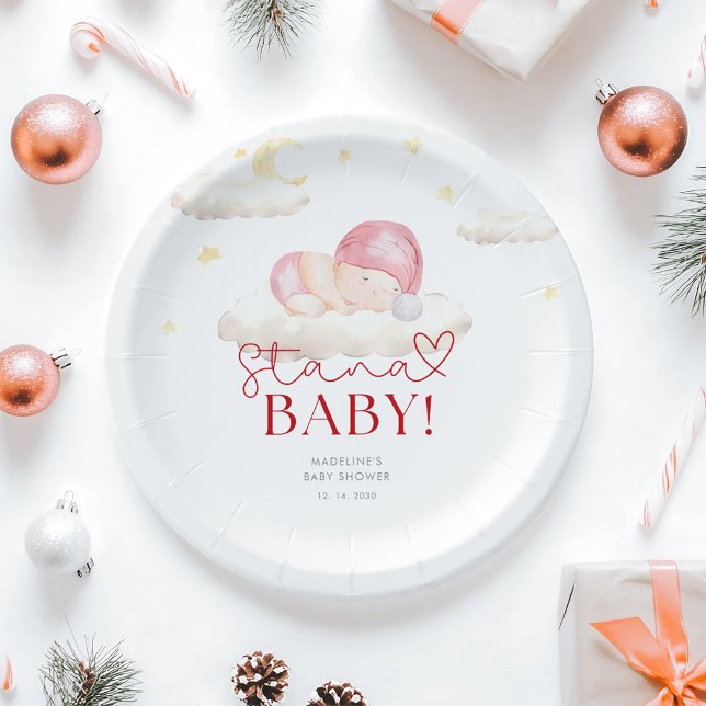 Christmas Santa Baby Girl Shower  Paper Plate (Creator Uploaded)