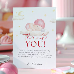 Christmas Santa Baby Girl Shower Thank You Card
