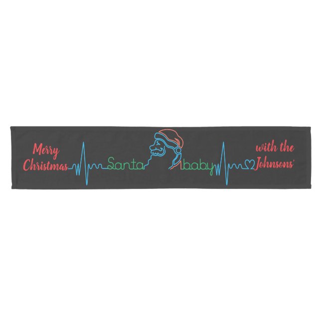 Christmas Santa Baby Personalize 14 x 72 Short Table Runner (Horizontal)