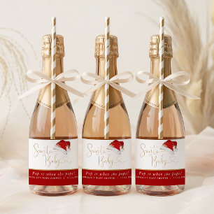Christmas Santa Baby Pop it When She Pops Mini Sparkling Wine Label