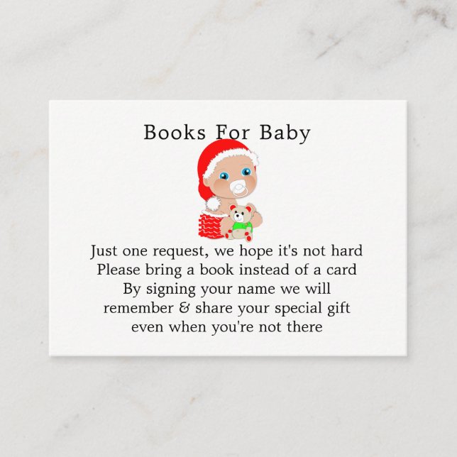 Christmas Santa Baby Shower Book Request Enclosure Card (Front)