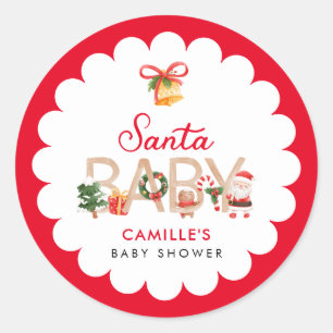Christmas Santa Baby Shower Classic Round Sticker
