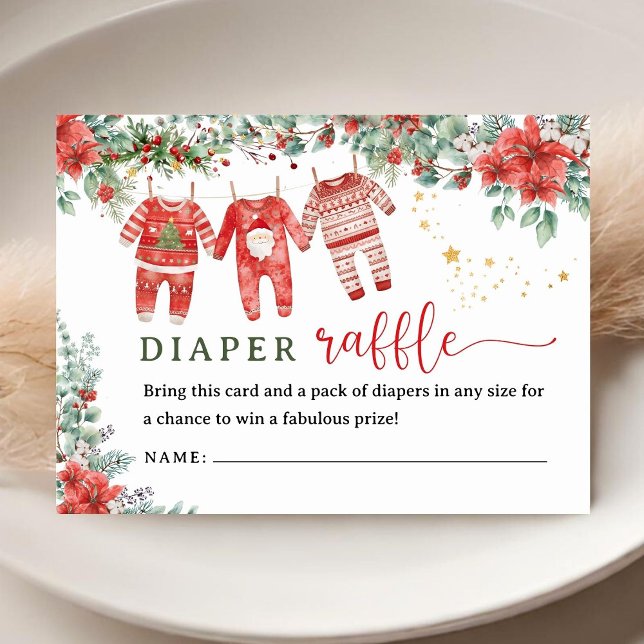 Christmas Santa Baby Shower Diaper Raffle  Enclosure Card (Creator Uploaded)