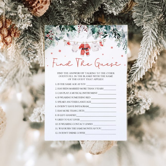 Christmas Santa Baby Shower Find the Guest Game Invitation (Creator Uploaded)