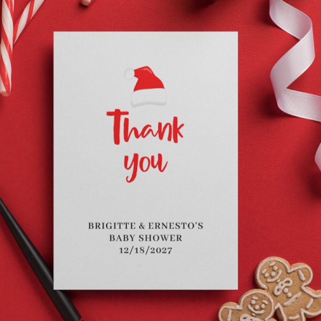 Christmas Santa Baby Shower Flat Thank You Card (Creator Uploaded)