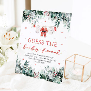 Christmas Santa Baby Shower Guess the Baby Food Pedestal Sign