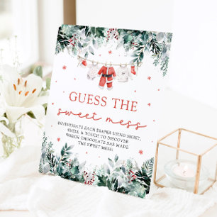 Christmas Santa Baby Shower Guess the Sweet Mess Pedestal Sign
