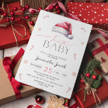 Christmas Santa Baby Shower Invitation<br><div class="desc">Introducing the Minimalist Christmas Santa Baby Shower Invitation, a delightful blend of simplicity and festive cheer. At its heart lies the iconic Santa hat, an emblem of Christmas cheer that adds a playful touch to the invitation's overall minimalistic aesthetic. Its vibrant crimson hue stands out against the white backdrop, symbolising...</div>