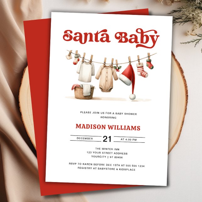 Christmas Santa Baby Shower Invitation (Christmas Santa Baby Shower Invitation)