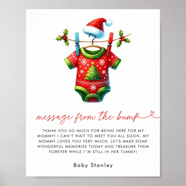 Christmas Santa Baby Shower Message From The Bump Poster (Front)