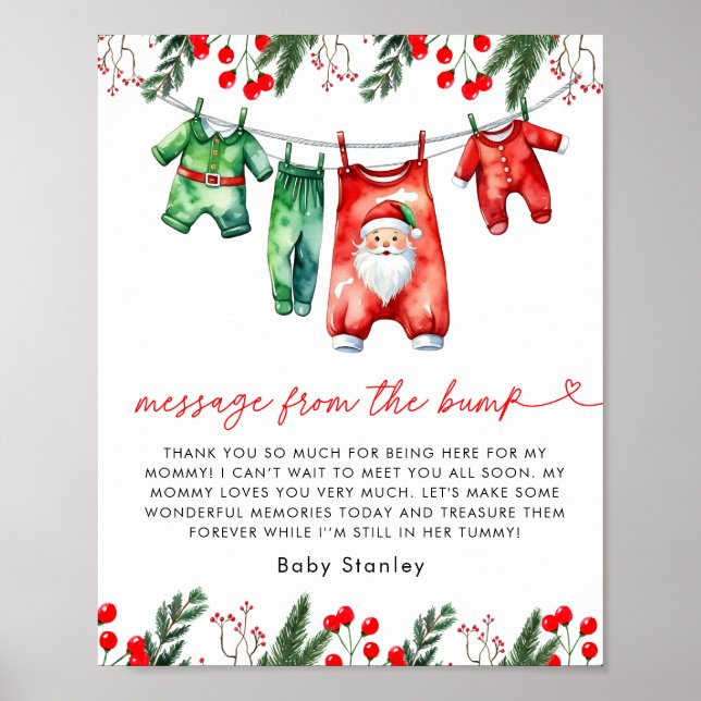 Christmas Santa Baby Shower Message From The Bump Poster (Front)