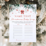 Christmas Santa Baby Shower Name That Baby Tune Invitation<br><div class="desc">The Red Santa Baby Christmas Name That Christmas Baby Tune Game brings festive fun and holiday cheer to your baby shower! Featuring a cute design with red Santa baby clothes, delicate red snowflakes, and winter greenery eucalyptus, this game challenges guests to guess popular Christmas songs with the word "baby" in...</div>