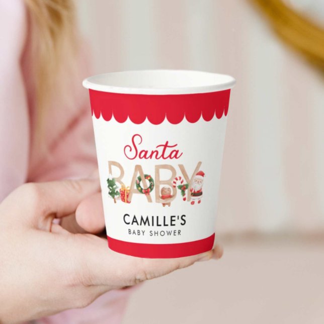 Christmas Santa Baby Shower Paper Cups (Christmas Baby Shower Paper Cups)