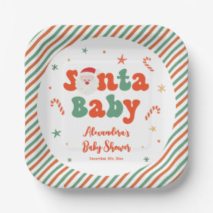 Christmas Santa Baby Shower Paper Plate