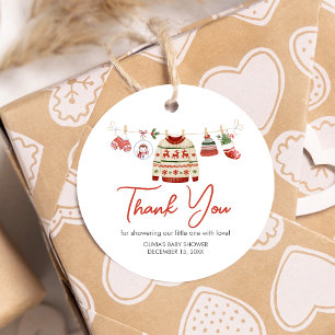 Christmas Santa Baby Shower Round Favour Tags
