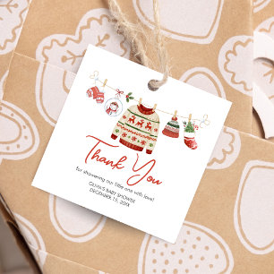 Christmas Santa Baby Shower Square Favour Tags