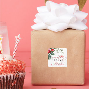 Christmas Santa Baby Shower Square Sticker