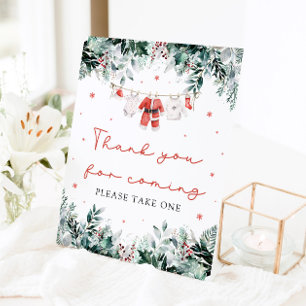 Christmas Santa Baby Shower Thank You For Coming  Pedestal Sign
