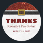 Christmas Santa Baby Shower Thanks Classic Round Sticker<br><div class="desc">Winter baby shower thank you stickers</div>