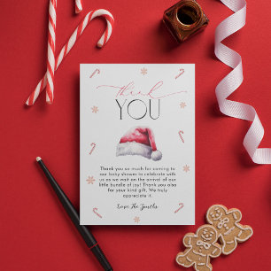Christmas Santa Baby Shower Trendy Minimal Thank You Card