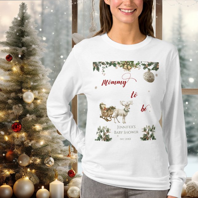 Christmas Santa Baby Winter Deer Mummy To Be T-Shirt (Creator Uploaded)