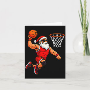 Christmas Santa Basketball Player Dunking Basketba Card