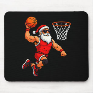 Christmas Santa Basketball Player Dunking Basketba Mouse Pad