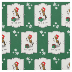 Christmas Santa Basset Hound (tri colour 1) Cute Fabric