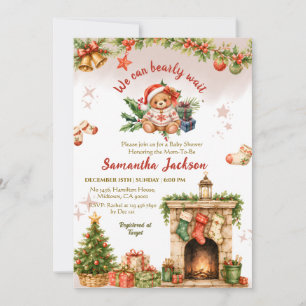 Christmas santa bear winter holiday Baby Shower Invitation
