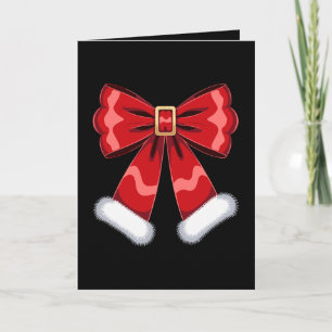 Christmas Santa Belt Bow Red Fur Ornament Xmas Card