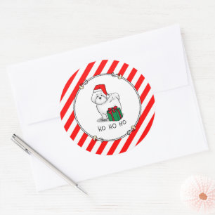 Christmas Santa Bichon Frise Dog Cute Classic Round Sticker