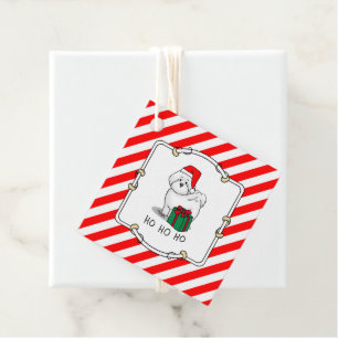 Christmas Santa Bichon Frise Dog Cute Favour Tags