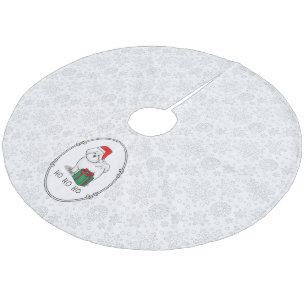 Christmas Santa Bichon Frise Dog Cute Fleece Tree Skirt