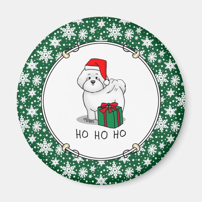 Christmas Santa Bichon Frise Dog Cute Magnet (Front)
