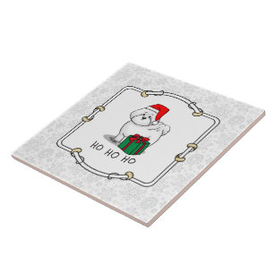 Christmas Santa Bichon Frise Dog Cute Tile