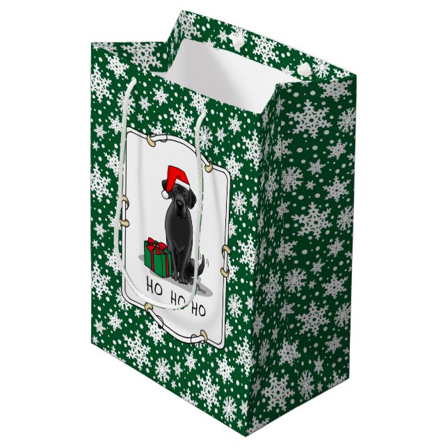 Christmas Santa Black Labrador Retriever Cute Medium Gift Bag (Front Angled)