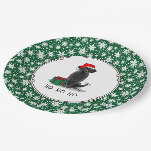Christmas Santa Black Labrador Retriever Cute Paper Plate