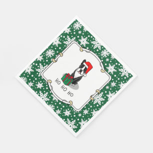 Christmas Santa Boston Terrier (black) Cute Napkin