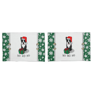 Christmas Santa Boston Terrier (black) Cute Pillowcase