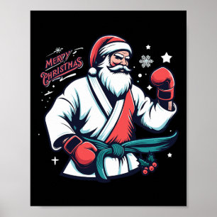Christmas Santa Boxer Boxing Lover Kickboxing Mart Poster