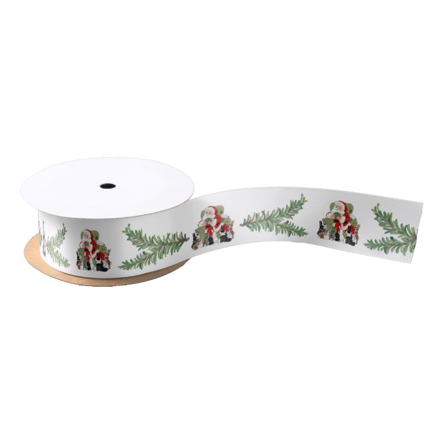 Christmas Santa Bunny Rabbit Lover Cute Festive Satin Ribbon (Spool)