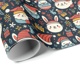 Christmas Santa Bunny Romanian Flag colours Wrapping Paper