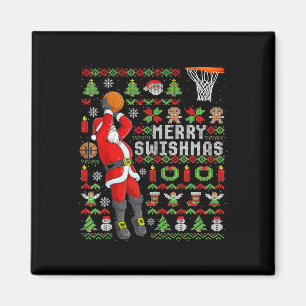 Christmas Santa Bysketbyll Player - Slam Dunk Ugly Magnet