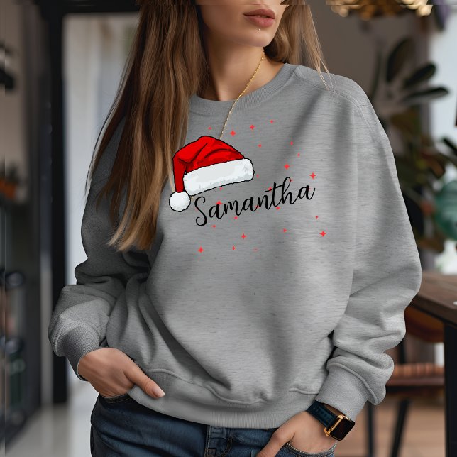 Christmas Santa Cap Custom name Family T-Shirt Tri-Blend Shirt (Creator Uploaded)