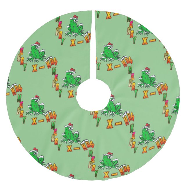 Christmas Santa Cartoon Frog Tree Skirt (Front)