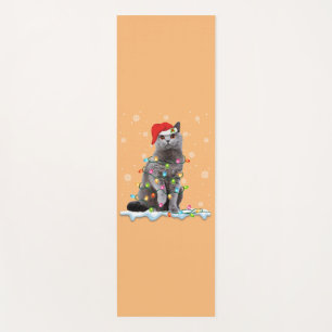 Christmas Santa Cat British Shorthair Cat Lover Yoga Mat
