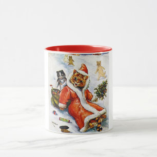 Christmas Santa Cat, Louis Wain Mug